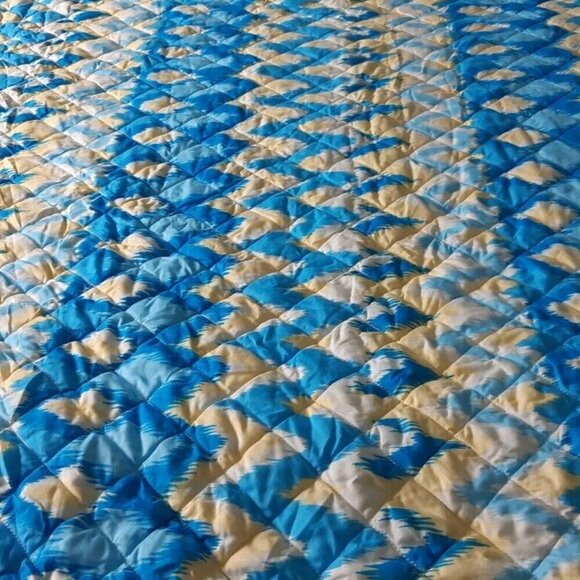 VTG color burst quilted blanket coverlet bedspread beachy silky feel Dbl Full - Picture 5 of 9